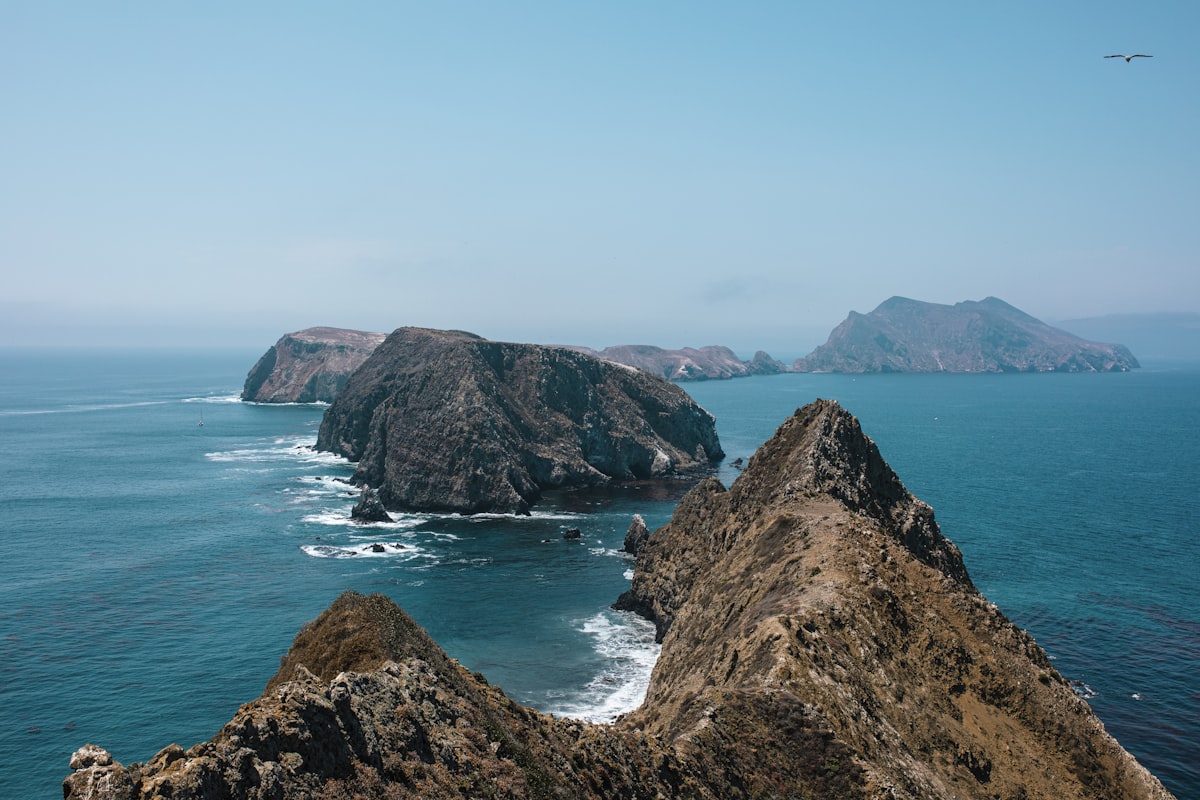 Inspiration Point on Anacapa Island — the dramatic volcanic coastline of Channel Islands National Park, with neighboring islands visible across the deep blue Pacific